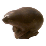 Ancienne sculpture phoque inuit en pierre stone