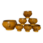 Ancienne soupire et 6 bols en cramique beige