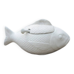 Ancienne soupière poisson en céramique blanche Ancienne soupière poisson en céramique blanche
