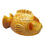 Ancienne soupire poisson jaune faence sarreguemines france barbotine