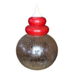Ancienne suspension verre craquelé transparent & rouge années 70 vintage #a548 Ancienne suspension verre craquelé transparent & rouge années 70 vintage #a548