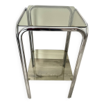 Ancienne table d appoint / bout de canapé verre fumé vintage Ancienne table d appoint / bout de canapé verre fumé vintage