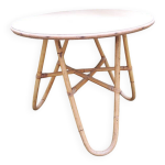Ancienne table basse ronde en rotin