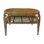 Ancienne table basse en rotin vintage