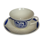 Ancienne tasse et soucoupe k&g luneville - motif pochoir fruits bleus g�om�trique