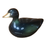 Ancienne terrine michel caugant forme canard cramique vert dor vintage #a409