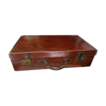 Ancienne valise de voyage cuir monogramme et couronne baronnie