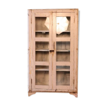 Ancienne vitrine en teck birman patine blanch - crue