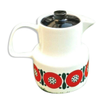Annes 1970 cafetire melitta (porcelaine germany) dcor rtro, rouge vif et vert