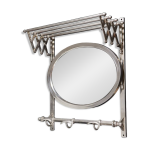 Antique metal train coat rack with mirror french luggage rack