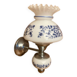 Applique ancienne style targetti sankey métal chromé + opaline décor fleur Applique ancienne style targetti sankey métal chromé + opaline décor fleur