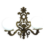 Applique murale ancienne en bronze dor  deux globes style rococo,