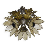 Applique ou plafonnier à 3 feux forme lotus années 1970 Applique ou plafonnier à 3 feux forme lotus années 1970