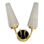 Applique restaure vintage double tulipe en verre de clichy