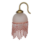 Applique verre rose � guirlande de perles