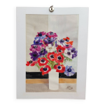 Aquarelle par michel roubille, bouquet de fleurs 1988.