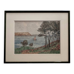 Aquarelle sur papier bord de mer par flix robin xxe