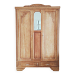 Armoire art dco en bois sculpt 2 portes, 1 miroir, rnove