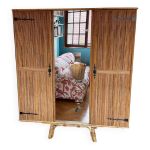 Armoire bambou rotin 1970