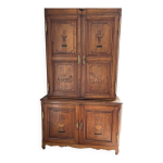 Armoire bi - corps en merisier et marqueterie