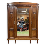 Armoire de chambre  glace d'poque art dco en noyer et loupe d'orme