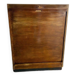 Armoire  compartiments / classeur vintage en bois avec volet roulant