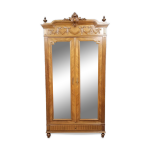 Armoire a miroirs style louis xvi en noyer a patine blonde vers 1880