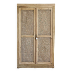 Armoire parisienne bois brut et motif peint main pice unique rnove livia