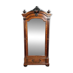 Armoire parisienne a miroir style louis xvi en paliisandre et loupe d'orme