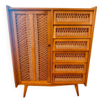Armoire penderie rotin