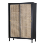 Armoire portes coulissantes en bois hk living - noir