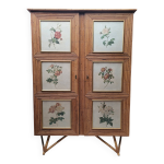 Armoire en rotin et bambou refendu 1960