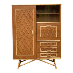 Armoire rotin et pieds compas 1960 Armoire rotin et pieds compas 1960