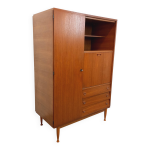 Armoire secrétaire meuble de rangement vintage style scandinave en teck Armoire secrétaire meuble de rangement vintage style scandinave en teck