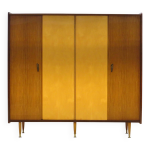 Armoire vintage  4 portes, design moderne du milieu du sicle, en rable et teck, annes 1950