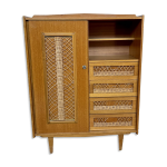 Armoire vintage bois & cannage style scandinave