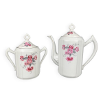 Art d�co, verseuse et sucrier en porcelaine d�cor fleur vers 1930