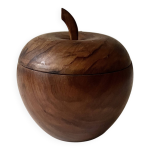 Art de la table - sucrier vintage en bois d'olivier stylis�e pomme, fr 1970