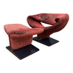 Artifort ribbon chair van pierre paulin + ottoman, stof pierre frey