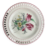 Assiette ajoure porcelaine lunville france bouquet de pivoines rouges