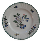Assiette ancienne faïence longwy, fleurs Assiette ancienne faïence longwy, fleurs