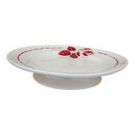 Assiette ancienne de prsentation sur pied rose rouge