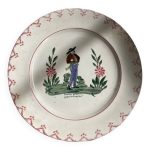 Assiette ancienne, de type rgionale en faence, breton environ de vannes, garon de ferme