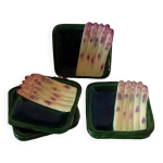 Assiettes à asperges carrées en barbotine par marcel guillot, set de 8. Assiettes à asperges carrées en barbotine par marcel guillot, set de 8.