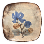 Assiette carr�e en c�ramique sign�e gustave reynaud (atelier ratte)
