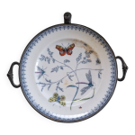 Assiette chauffante antique en ceramique et metal p et b pinder and bourne