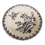 Assiette creuse en faience de gien , terre de fer , modèle chardons , coloris bleu , antique franç Assiette creuse en faience de gien , terre de fer , modèle chardons , coloris bleu , antique franç