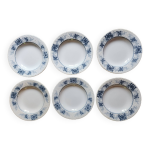 Assiettes creuses x 6 de la manufacture franaise sarreguemines, collection ada. anciennes et rares