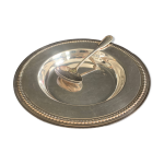 Assiette et cuillre en mtal argent, orfvrerie saint mdard, paris, 1950