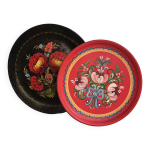 Assiettes dcoratives en bois peintes  la main